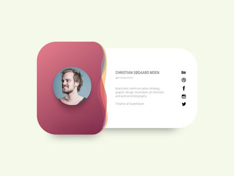 Profile Card UI - Horizontal by Christian Søgaard Moen Profile Card Ui, User Profile Ui Design, Profile Ui Design, Cover Podcast, Social App Design, Profile Ui, Cafe Icon, Learn Web Development, Card Ui