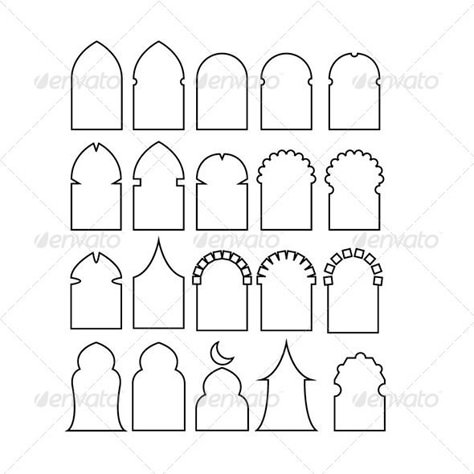 Silhouette Buildings, Islamic Shapes, Architecture Arches, Moroccan Arch, Decoraciones Ramadan, Web Presentation, Shape Silhouette, Arch Architecture, Arch Shape