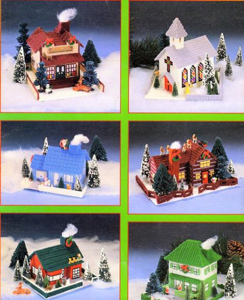 Plastic Canvas Christmas Village, Dolls House Shop, Christmas Village Sets, Plastic Canvas Books, Plastic Canvas Pattern, American School, Plastic Canvas Christmas, Plastic Canvas Patterns Free, Needlepoint Stitches