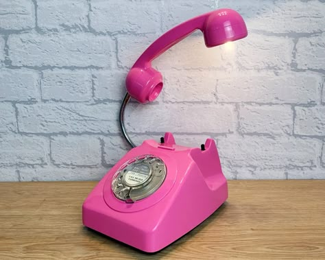 Hot Pink Lamp Hot Pink Gift Hot Pink Decor Pink Desk Lamp - Etsy Hot Pink Gifts, Retro Office Decor, Hot Pink Decor, Pink Office Decor, Retro Desk Lamp, Telephone Retro, Lamp Pink, Pink Lamp, Pink Desk