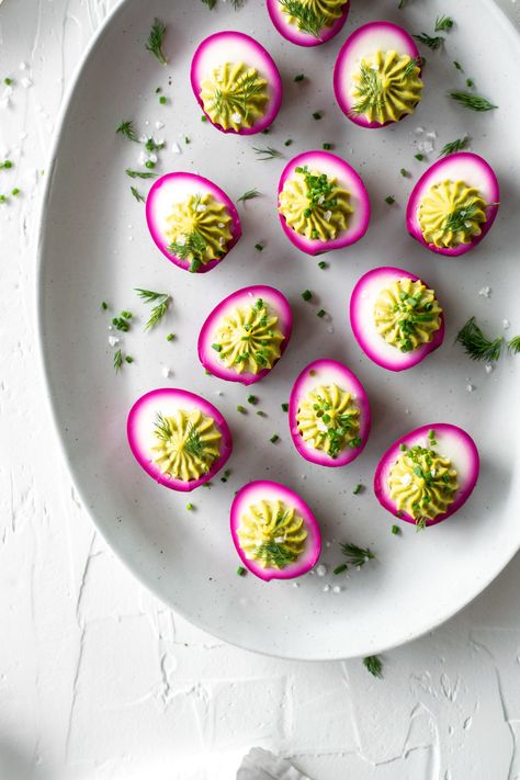 Pickled Beet + Avocado Deviled Eggs — All Purpose Flour Child Sriracha Deviled Eggs, Thanksgiving Deviled Eggs, Southern Deviled Eggs, Devilled Eggs Recipe Best, Deviled Eggs Recipe Classic, Avocado Deviled Eggs, Best Deviled Eggs, Deviled Eggs Easy, Bacon Deviled Eggs