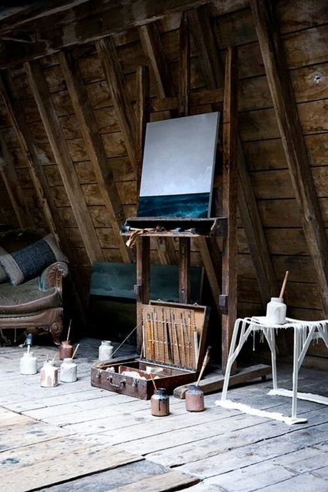 Attic Art Room Decor Studio, Artistic Space, Attic Renovation, Attic Spaces, Attic Remodel, Dream Studio, Attic Rooms, My Art Studio, Painting Studio