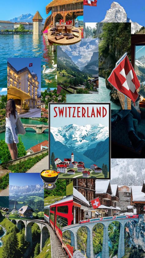 #collage #aesthetic #country #Switzerland #CheeseFondue #beauty #culture #viralpost Aesthetic Country, Switzerland Vacation, Holiday Travel Destinations, Beauty Culture, Travel Inspiration Destinations, Switzerland Travel, Dream Travel Destinations, Winter Vacation, Vacation Places