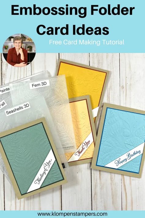 There are so many things to do with embossing folders. These embossing folder card ideas are some of the simplest and most elegant ways to use them. I love the elegant handmade cards embossed on white cardstock too. You can make these cards quickly if you have embossing folders and an embossing machine. Follow along with the video tutorial. I used a variety of Stampin’ Up! Folders; the supply list and measurements are all here for you. Embossed Cards Handmade Cardmaking, Embossed Cards Handmade, Quick And Easy Cards, Thank You Happy Birthday, Card Making Templates, Easy Cards, Card Making Tips, Embossing Machine, Step Cards