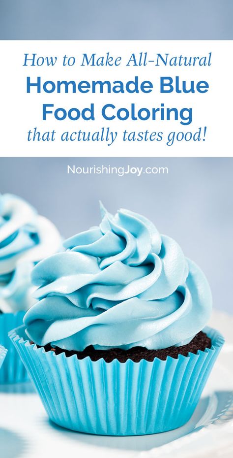 All-natural blue dyes can be difficult to get a good tint AND actually taste good. However, we've got a nearly fool-proof method for making beautiful blue hues that are very neutral in flavor. Making your own homemade food coloring is easier than you think! Natural Blue Food Coloring, Homemade Food Coloring, Natural Food Dye, Blue Frosting, Blue Icing, Frosting Colors, How To Make Icing, Blue Cupcakes, Natural Food Coloring