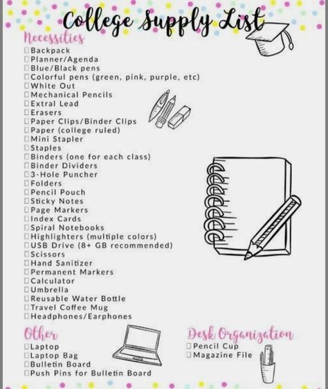 Checklist For College, College Supply List, College School Supplies List, First Day Of College, School Supplies Highschool, College Checklist, College Supplies, College List, College School Supplies