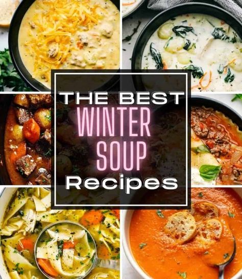 e are in the thick of winter, which can only mean one thing... Soup! These recipes are so hearty, filling, and jam-packed full of flavor! The hardest part won't be making them but picking out a favorite! Best Winter Soups, Recipes Winter, Winter Soup Recipe, Winter Soup, Cold Weather Food, Slow Cooker Pasta, Homemade Soup Recipe, Lazy Weekend, Best Soup Recipes