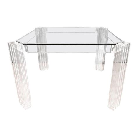 Lucite & Glass Dining Table- ELLEDecor.com Small Dining Room Tables, Small Dining Room Table, Table With Glass Top, Small Dining Table, Game Table, Glass Dining Table, Small Dining, Table Games, Elle Decor