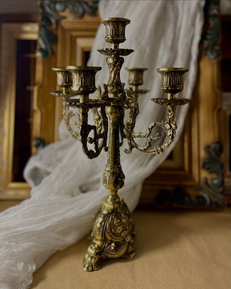 ‼️AUCTION ‼️Gorgeous Vintage Heavy Brass 5 arm Candelabra, Rococo Style, Ornate, 14.5” tall, some patina. • Please read & follow all rules below. Not doing so may cause your bid to be invalid! • This will be an 8 hour auction. It will end at 7pm EST. • Bids received AT & AFTER 7:00:01 pmEST will not be accepted! • Bidding starts at $65, Shipping not included. • Bid in $5 dollar increments. No cents please. • Open to US residents only. • ALL NEW bids MUST be in a new comment. DO NOT repl... Dark Office, Gold Candelabra, Fashion Show Themes, Brass Candelabra, Candelabra Centerpiece, 5 Dollar, 2025 Fashion, Brass Antique, Apartment Style