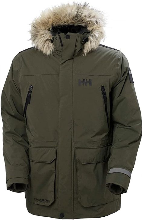 Winter Jacket Men Parkas, Helly Hansen Jacket, Men Parka, Types Of Insulation, Winter Parka, Mens Parka, Polyester Jacket, Winter Jacket Men, Helly Hansen