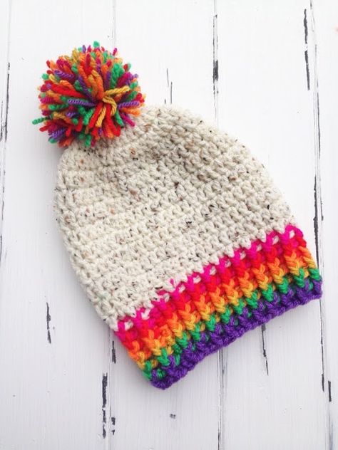 Toddler Hat Pattern, Crochet Toddler Hat, Crochet Caps, Toddler Crochet, Crochet Mittens Free Pattern, Crochet Beanies, Rainbow Hats, Toddler Beanie, Crochet Toddler