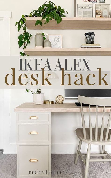 Ikea Alex Desk Hack Ikea Alex Desk Hack, Home Office For Two, Ikea Alex Desk, Drawers Diy, Desk For Two, Alex Desk, Alex Drawers, Ikea Home Office, Office For Two