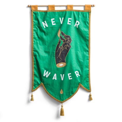 Image of Never Waver Tattoo Banner, Vintage Banner, Secret Society, Designer Toys, Hand Art, Fabric Projects, Monday Morning, Flag Design, Fabric Art