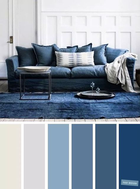 The Best Living Room Color Schemes - Blue & Light Grey Color Palette - Fabmood | Wedding Colors, Wedding Themes, Wedding color palettes Blue Living Room Color, Good Living Room Colors, Color Palette Living Room, Blue Living Room Decor, Blue Couches, Living Room Color Schemes, Grey Color Palette, Grey Color Scheme, Room Color Schemes