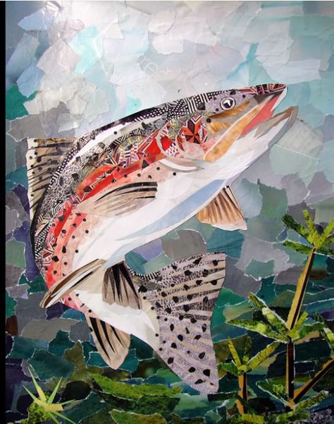 Fish Collage, Collage Video, Higher Art, Mache Art, Hundertwasser Art, Paper Mosaic, Collage Papers, Collage Art Projects, Paper Collage Art