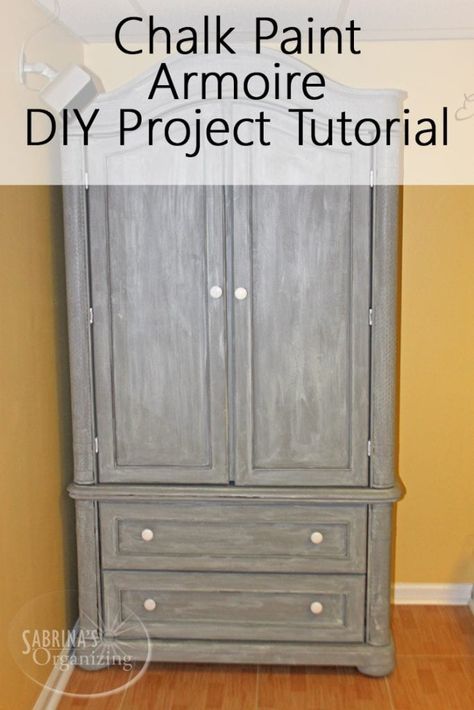 Chalk Paint Armoire, Armoire Diy, Painted Furniture For Sale, Armoire Makeover, Diy Projects For The Home, Painted Armoire, Furniture Painting Tips, Dresser Redo, Black Chalk Paint