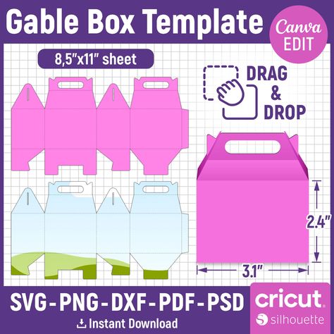 2.4" Gable Box Template, Gable Box Template, Gable Box Svg, Party Favor Box, Box Template, Gift Box Svg, DIY Box Template, Canva Editable by TemplateLandShopCo on Etsy Diy Box Template, Gable Box Template, Download Sign, Gable Boxes, Party Favor Boxes, Computer Software, Templates Printable Free, Box Template, Diy Box