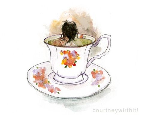 . Cup Drawing, Tea Tattoo, Tea Illustration, Identity Art, Tea Art, My Cup Of Tea, Mixed Media Art Journaling, Bath Tub, Cup Of Tea