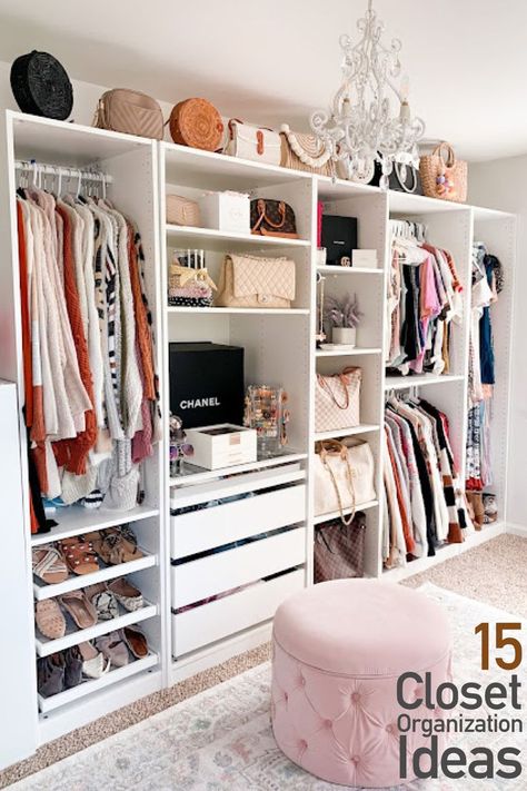 Browse the best closet organization ideas for small closets, apartments, bigger walk in closets and more. You'll find entire closet organization systems, as well as simple closet organization products that help simplify and declutter your closet. Home Office Closet Ideas, In Closet Office, Walk In Closet Office, Closet Office Space, Office Closet Ideas, A Walk In Closet, Home Office Closet, Chic Office Decor, Office Closet