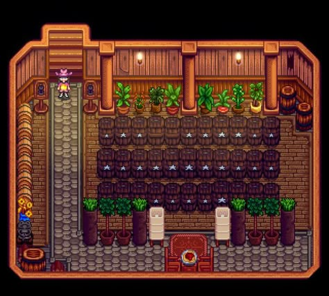 Basement Stardew Valley, Stardew Valley Basement Design, Stardew Valley Cellar Design, Cellar Stardew Valley, Stardew Cellar Layout, Stardew Basement Layout, Stardew Valley Basement Layout, Stardew Valley Cellar Layout, Stardew Inspiration