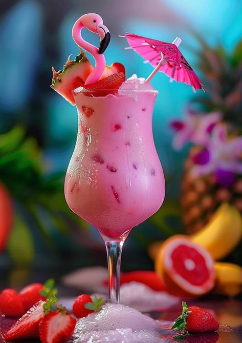 Cooking Taste | Pink Flamingo Piña Colada Recipe | Facebook Pink Flamingo Pina Colada, Pink Colada, Piña Colada Recipe, Flamingo Cocktail, Flamingo Drink, Pina Colada Recipe, Tropical Christmas, White Rum, Cocktail Menu