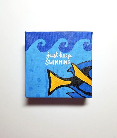 Just Keep Swimming Finding Dory Inspirational Canvas Nursery #babybathing #baby #bathing #drawing Bathing Drawing, Canvas Art Creative, Disney Canvas Paintings, Wall Art Inspiration, Disney Canvas Art, Disney Canvas, Inspirational Canvas Art, Just Keep Swimming, Disney Paintings