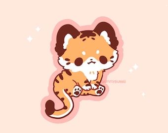 Kawaii Tiger, Tiger Sticker, Vinyl, Pink, Kawaii