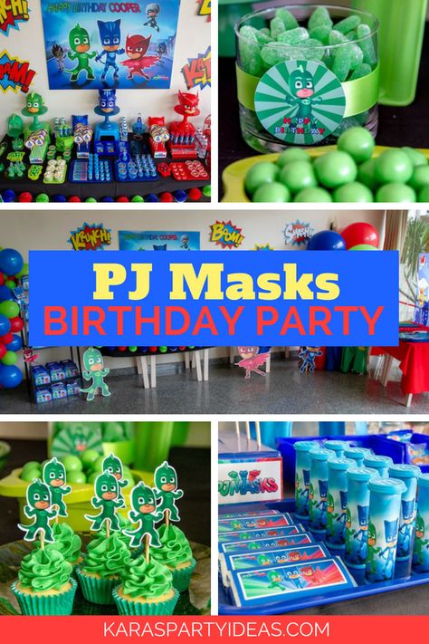 P J Masks Birthday Party Ideas, Oh Masks Birthday, Pj Masks Birthday Party Games, Pjs Masks Birthday Party, Pj Masks Birthday Party Ideas Decoration, Pjmasks Birthday Party Ideas Boy, Boys 4th Birthday Party Ideas, Boys 5th Birthday Party Ideas, Pj Masks Birthday Party Ideas