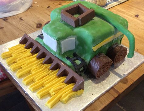 My attempt at a combine harvester cake Harvester Birthday Cake, Combine Harvester Cake, Combine Birthday Cake, Combine Cake, Harvest Cake, Combine Harvester, Creative Birthday Cakes, Creative Birthday, About Music