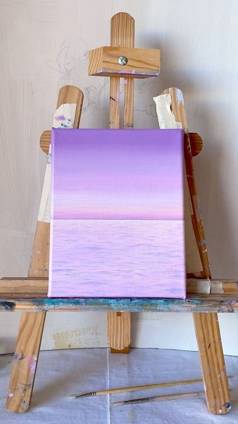 Lilac Sky Painting, Lilac Art Painting, Lavender Sky Painting, Lilac Art, Aesthetic Paintings, Lilac Sky, Pastel Artwork, Sky Painting, Ocean Painting