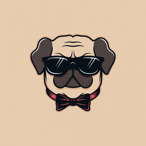 Ilustración de perro pug | Premium Vector #Freepik #vector #perro #caracter #animal #sol Dog Character, Dog Illustration, Pug Dog, Pug, Premium Vector, Sun