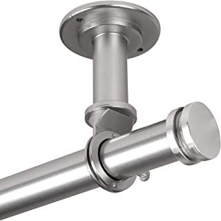 Amazon.com: Curtain Rod: Ø 0.8 inch Without Rings, Lenght 62.4 inch, Satin Steel Finish – Complete : Home & Kitchen Ceiling Mounted Shower Curtain, Ceiling Mounted Curtains, Ceiling Mount Curtain Rods, Ceiling Curtain Rod, Window Desk, Curtain Divider, Ceiling Curtains, Studio Apt, Window Curtain Rods