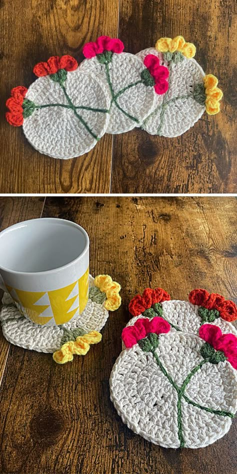 Beautiful Delicate Flower Crochet Coasters – 1001 Patterns Crochet Baby Blanket Tutorial, Crocheted Coasters, Crochet Blanket Tutorial, Crochet Coasters Free Pattern, Crochet Blanket Pattern Easy, Crochet Coaster Pattern, Easy Crochet Blanket, Crochet Motif Patterns, Flower Crochet