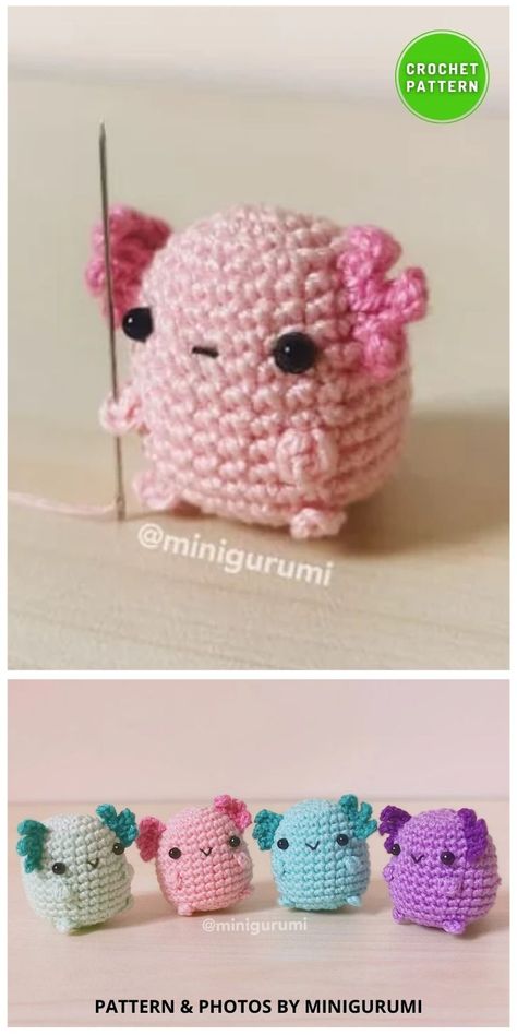 Easy Fast Crochet Projects, Amigurumi Axolotl, Crocheted Animals, Plushie Crochet, Fast Crochet, Crochet Toys Free Patterns, Crochet Market, Easy Crochet Animals, Easy Crochet Patterns Free