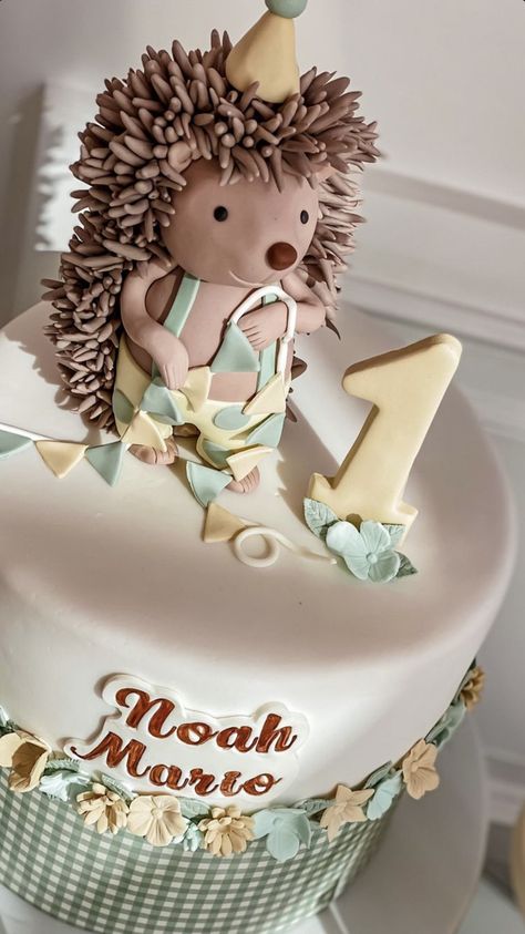 Huge Wedding Cakes, Hedgehog Cake, Mini Bolo, Hedgehog Birthday, Woodland Cake, Fondant Baby, Fondant Cake Toppers, Animal Cakes, Animal Cake