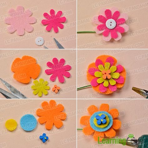 How to Make Felt Flower Bouquets with Buttons and Wood Beads- Pandahall.com Handmade Rakhi Designs, Rakhi Making, Felt Flower Bouquet, Felt Flowers Diy, Rakhi Design, Handmade Rakhi, Felt Flower, Flower Bouquets, Diy Crafts For Gifts