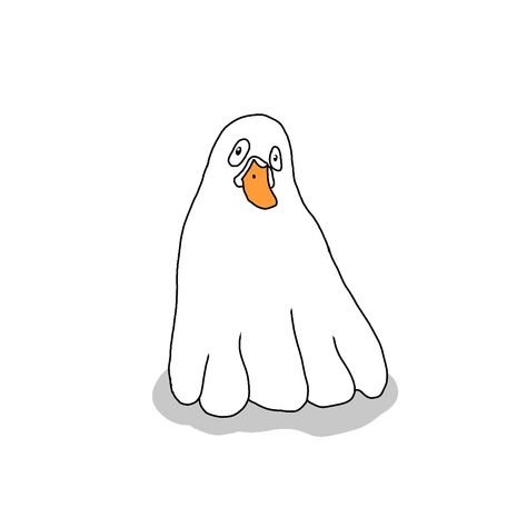 Duck Ghost Drawing, Ghost Duck Tattoo, Duck Mood, Duck Doodle, Ghost Doodle, Goose Drawing, Duck Tattoos, Duck Drawing, Ghost Drawing