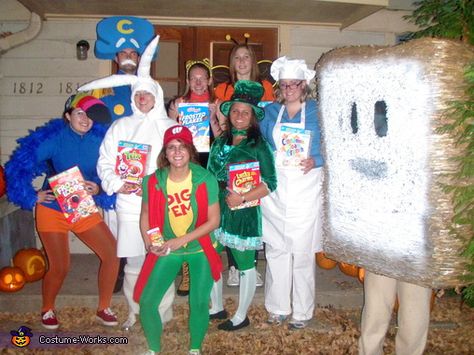 Cereal Characters - Halloween Costume Contest via @costumeworks Groups Costumes, Costumes For Groups, Groups Photo, Cereal Characters, Group Halloween Costume Ideas, Diy Group Halloween Costumes, Character Halloween Costumes, Teacher Costumes, Homemade Costume