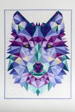 JACK the Wolf - pattern and fabric Wolf Quilt, Violet Craft, Paper Pieced Quilt, Barn Quilt Patterns, Picture Quilts, Animal Quilts, Paper Piecing Quilts, Geometric Animals, Paper Piecing Patterns