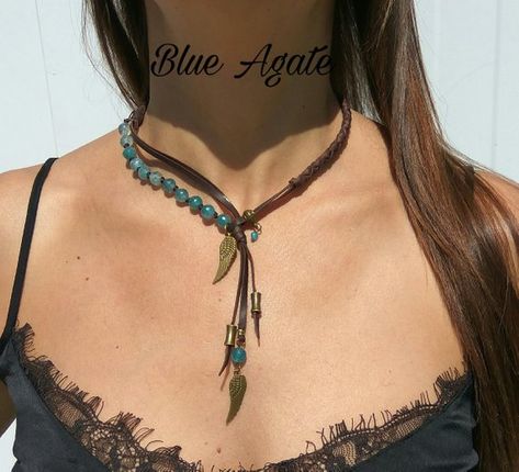 Boho Jewellery Necklaces, Necklace Woman, Woman Necklace, Stone Choker, Necklace Stone, Boho Choker, Gem Necklace, Leather Chokers, Hippie Jewelry