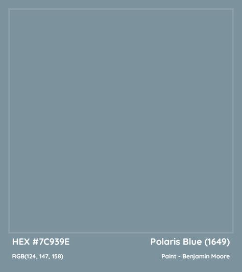 Polaris Blue (1649) Color Code (Hex RGB CMYK), Paint, Palette, Image - colorxs.com Benjamin Moore Polaris Blue, Polaris Blue, Blue Pallets, Paint Color Codes, Church Interior Design, Paint Color Wheel, Blue Paint Colors, Benjamin Moore Colors, Benjamin Moore Paint