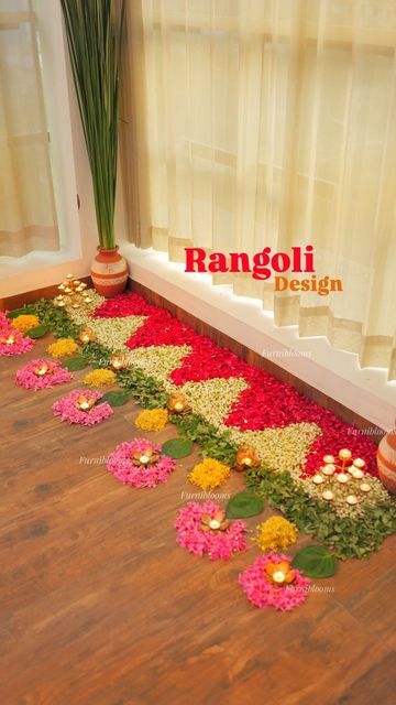 Rangoli Inspiration, Simple Flower Rangoli Designs, Rangoli Flower, Flower Rangoli Designs, Simple Flower Rangoli, 3 Tier Stand, Creative Rangoli, Rangoli Diwali, Lotus Rangoli