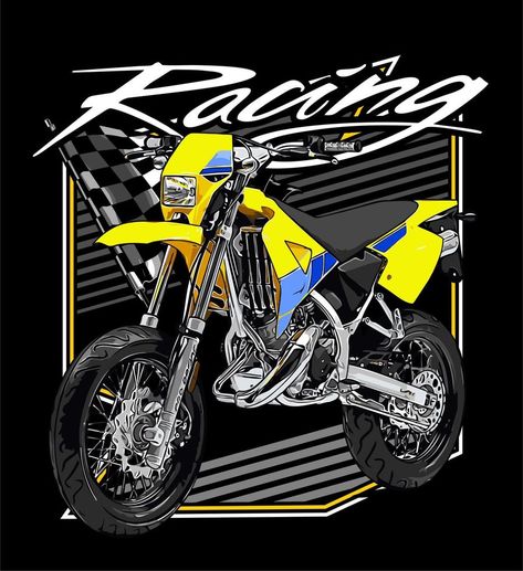 Supermoto Racing, Bike Birthday Parties, Bike Birthday, Racing Flag, Graphics Tees, Printing Shirt, Retro Travel Poster, Sepeda Motor, Flag Background