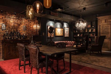 Gentleman Room, Basement Speakeasy, Gentlemans Room, Bar Lounge Room, Small Man Cave, Cave Design, Bourbon Room, Steampunk Man, Man Cave Shed