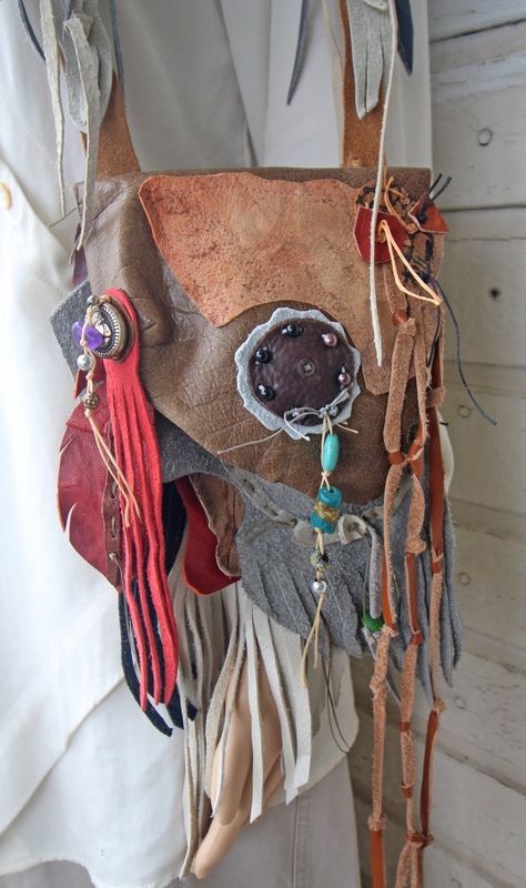 Brown & Grey Genuine Leather Medicine Bag Beaded Tobacco Pouch Necklace Cross Body Small Purse Handmade OOAK Long Fringe Western Hippie Boho - Etsy Leather Medicine Bag, Pouch Necklace, Purse Handmade, Medicine Bag, Necklace Cross, Long Fringe, Long Fringes, Canvas Handbags, Small Purse