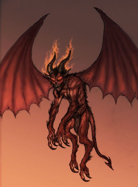 Imp Demon, Fantasy Demon, Vampires And Werewolves, Dnd Monsters, Fantasy Beasts, Demon Art, Heaven And Hell, Fantasy Monster, Angels And Demons