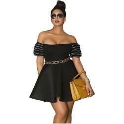 Skater Dress Outfit, Plus Size Skater Dress, Party Styling, Black Skater Dress, Black Plus Size, Pleated Sleeves, Black Women Fashion, Plus Size Kleidung, Shoulder Design