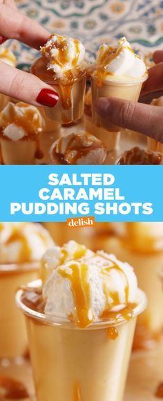 Salted Caramel Pudding Shots, Caramel Pudding Shots, Salted Caramel Pudding, Pudding Jello Shots, Pudding Shot Recipes, Jello Pudding Shots, Seatbelt Belt, Alcoholic Desserts, Dessert Shots