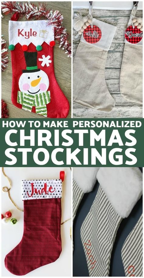 Christmas Stockings Diy Cricut, Cricut Stockings Christmas, Christmas Stocking Cricut, Stockings Cricut, Cricut Christmas Stocking, Cricut Personalized Stockings, Personalized Christmas Stockings Ideas, Personalized Stockings Diy, Custom Stockings Christmas Cricut