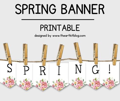 Spring Banner with Watercolor Flowers {FREE Printable} Decorate A Room, Free Homeschool Printables, Spring Banner, Space Coloring Pages, April Flowers, Spring Printables, Free Banner, Floral Banners, Welcome Banner